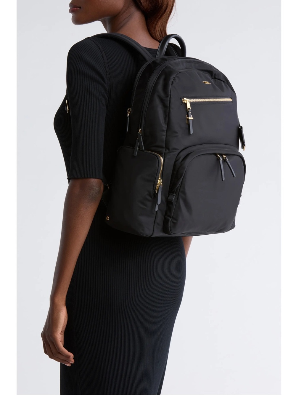 ONE DAY SALE 🫶🏻Tumi Black Nylon Backpack with Gold-Tone Hardware - Picture 2 of 16